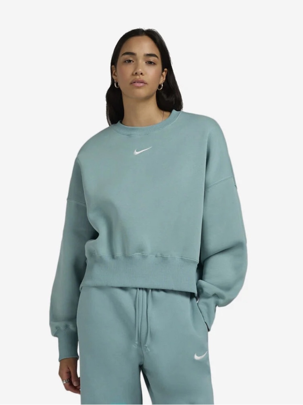 Nike Phoenix Fleece Over-Oversized Crew-Neck Sweatshirt | Teal (Cannon)